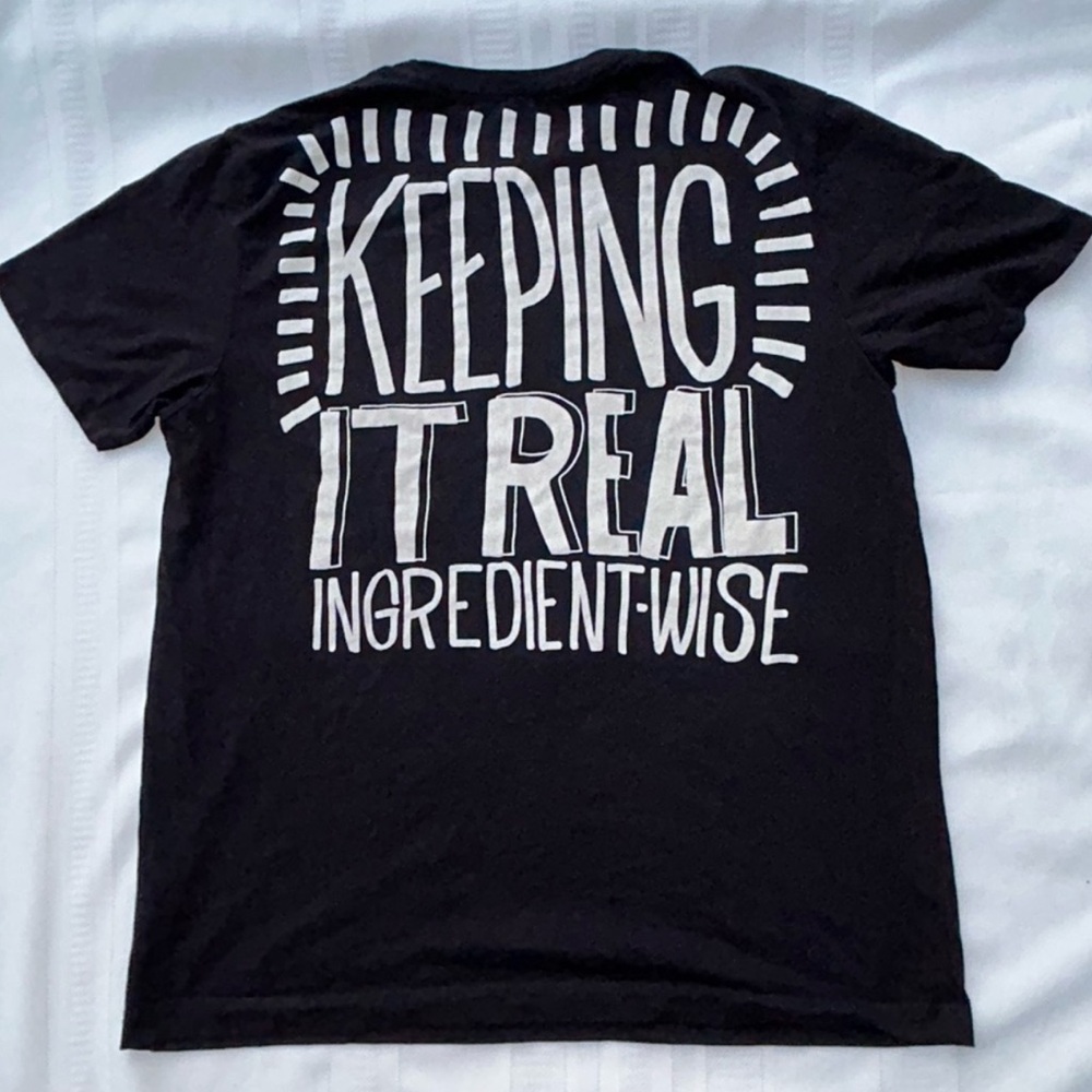 Chipotle Keeping It Real t-shirt black tee men’s large unisex organic cotton